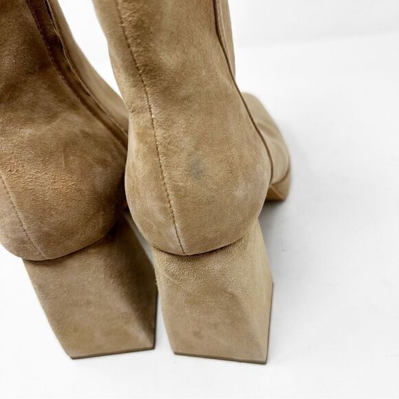 Dolce Vita Suede Heeled Platform Ulyses Bootie Mushroom - Picture 7 of 9